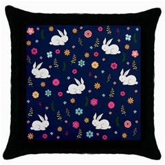 Easter Bunny  Throw Pillow Case (black) by Valentinaart