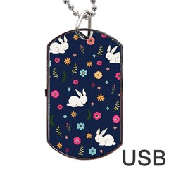 Easter Bunny  Dog Tag Usb Flash (two Sides) by Valentinaart