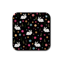 Easter Bunny  Rubber Square Coaster (4 Pack)  by Valentinaart