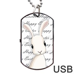 Easter Bunny  Dog Tag Usb Flash (one Side) by Valentinaart