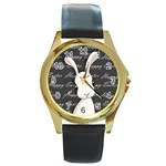 Easter bunny  Round Gold Metal Watch Front