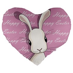 Easter Bunny  Large 19  Premium Flano Heart Shape Cushions by Valentinaart