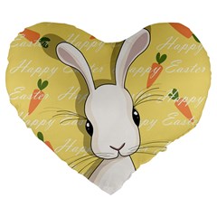 Easter Bunny  Large 19  Premium Flano Heart Shape Cushions by Valentinaart