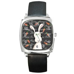 Easter Bunny  Square Metal Watch by Valentinaart