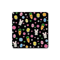 Easter Kawaii Pattern Square Magnet by Valentinaart