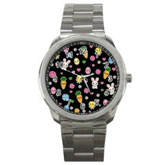 Easter Kawaii Pattern Sport Metal Watch by Valentinaart