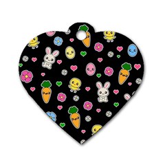 Easter Kawaii Pattern Dog Tag Heart (two Sides) by Valentinaart