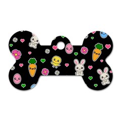 Easter Kawaii Pattern Dog Tag Bone (two Sides) by Valentinaart