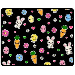 Easter Kawaii Pattern Fleece Blanket (medium)  by Valentinaart