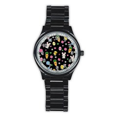 Easter Kawaii Pattern Stainless Steel Round Watch by Valentinaart