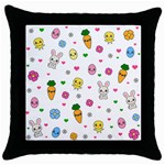 Easter Kawaii Pattern Throw Pillow Case (Black) Front