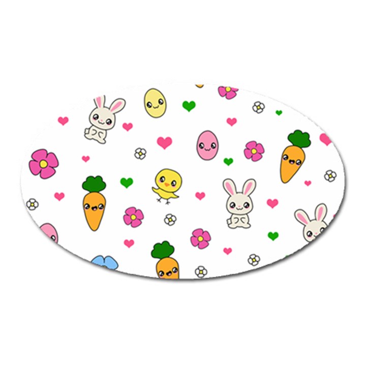 Easter Kawaii Pattern Oval Magnet