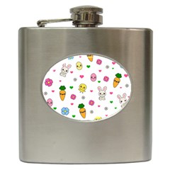 Easter Kawaii Pattern Hip Flask (6 Oz) by Valentinaart