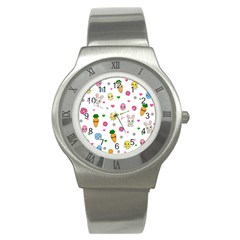 Easter Kawaii Pattern Stainless Steel Watch by Valentinaart