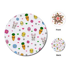 Easter Kawaii Pattern Playing Cards (round)  by Valentinaart