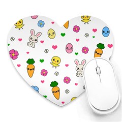 Easter Kawaii Pattern Heart Mousepads by Valentinaart