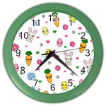 Easter Kawaii Pattern Color Wall Clocks Front