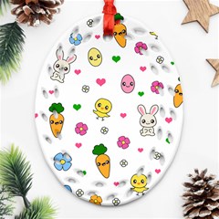 Easter Kawaii Pattern Ornament (oval Filigree) by Valentinaart