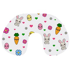 Easter Kawaii Pattern Travel Neck Pillows by Valentinaart