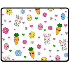 Easter Kawaii Pattern Double Sided Fleece Blanket (medium)  by Valentinaart