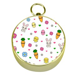 Easter Kawaii Pattern Gold Compasses by Valentinaart