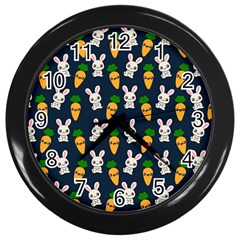 Easter Kawaii Pattern Wall Clocks (black) by Valentinaart