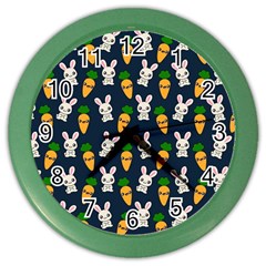 Easter Kawaii Pattern Color Wall Clocks by Valentinaart