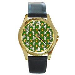 Easter Kawaii Pattern Round Gold Metal Watch by Valentinaart