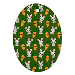 Easter Kawaii Pattern Oval Ornament (two Sides)