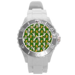 Easter Kawaii Pattern Round Plastic Sport Watch (l) by Valentinaart