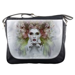 Woman Face Abstract Colorful Messenger Bags by ImagineWorld