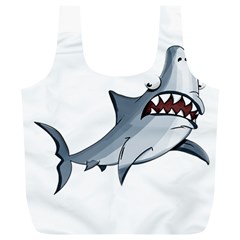 Scary Cute Shark Full Print Recycle Bags (l)  by ImagineWorld