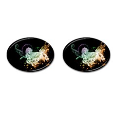 Wonderful Unicorn With Flowers Cufflinks (oval) by FantasyWorld7