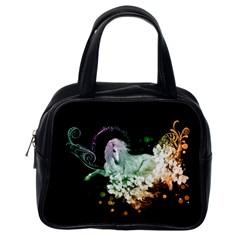 Wonderful Unicorn With Flowers Classic Handbags (one Side) by FantasyWorld7