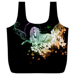 Wonderful Unicorn With Flowers Full Print Recycle Bags (l)  by FantasyWorld7