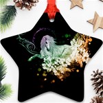 Wonderful Unicorn With Flowers Ornament (Star) Front