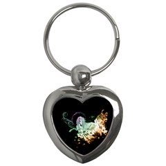 Wonderful Unicorn With Flowers Key Chains (heart)  by FantasyWorld7