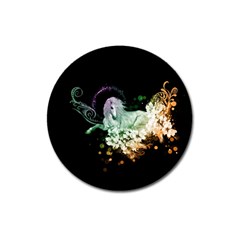 Wonderful Unicorn With Flowers Magnet 3  (round) by FantasyWorld7