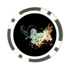 Wonderful Unicorn With Flowers Poker Chip Card Guard by FantasyWorld7