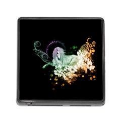 Wonderful Unicorn With Flowers Memory Card Reader (square) by FantasyWorld7