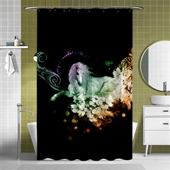 Wonderful Unicorn With Flowers Shower Curtain 48  X 72  (small)  by FantasyWorld7