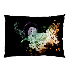 Wonderful Unicorn With Flowers Pillow Case (two Sides) by FantasyWorld7