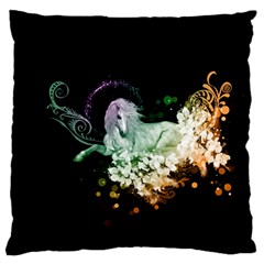 Wonderful Unicorn With Flowers Standard Flano Cushion Case (one Side) by FantasyWorld7