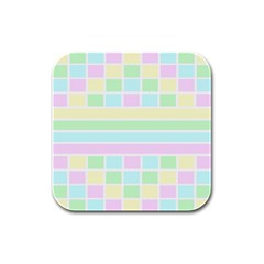 Geometric Pastel Design Baby Pale Rubber Square Coaster (4 Pack)  by Nexatart