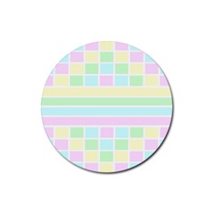 Geometric Pastel Design Baby Pale Rubber Round Coaster (4 Pack)  by Nexatart