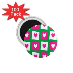 Pink Hearts Valentine Love Checks 1 75  Magnets (100 Pack)  by Nexatart