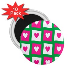 Pink Hearts Valentine Love Checks 2 25  Magnets (10 Pack)  by Nexatart