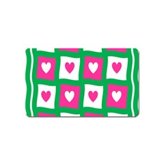 Pink Hearts Valentine Love Checks Magnet (name Card) by Nexatart