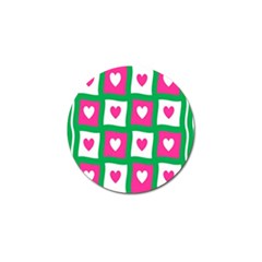 Pink Hearts Valentine Love Checks Golf Ball Marker (10 Pack) by Nexatart