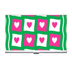 Pink Hearts Valentine Love Checks Business Card Holders by Nexatart